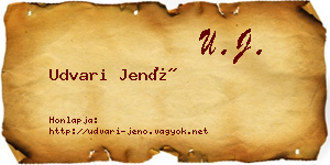 Udvari Jenő névjegykártya